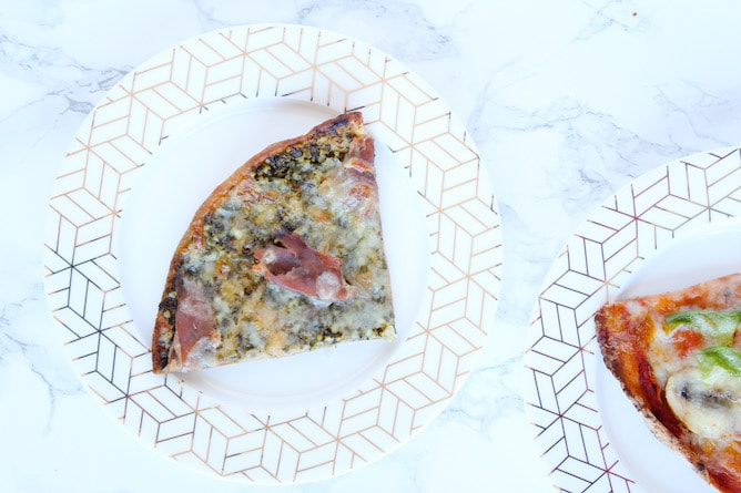 Prosciutto Pesto Pita Pizza l cookinginmygenes.com