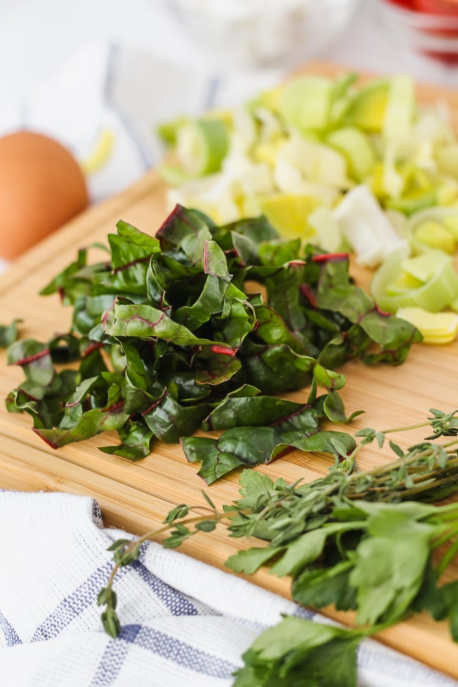 Swiss Chard, Goat Cheese & Leek Frittata | cookinginmygenes.com