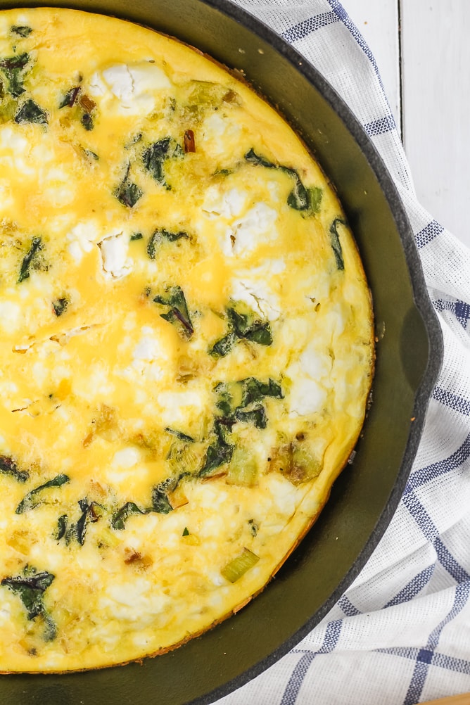 Swiss Chard, Goat Cheese & Leek Frittata | cookinginmygenes.com