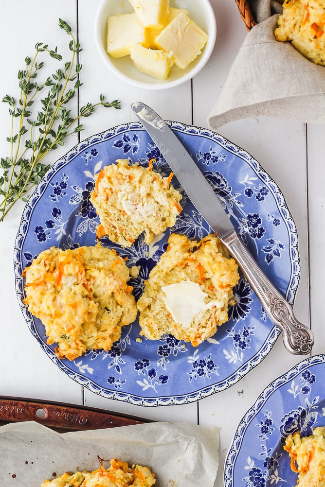 Sweet Potato and Cheddar Cheese Drop Biscuits | Recipe from cookinginmygenes.com