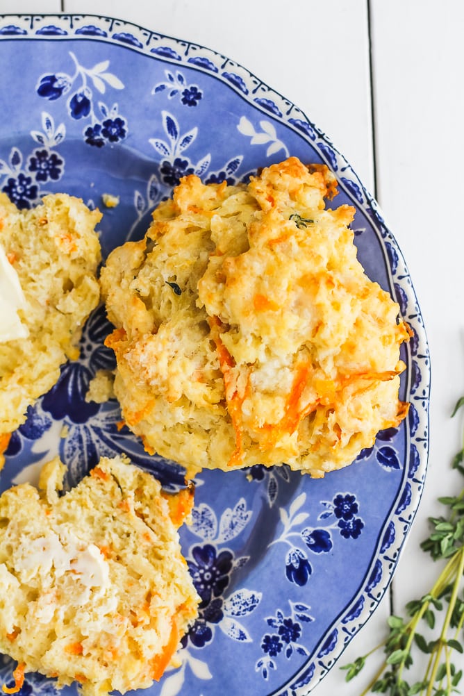 Sweet Potato and Cheddar Cheese Drop Biscuits | Recipe from cookinginmygenes.com