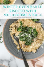 Winter Oven Baked Risotto with Mushrooms & Kale