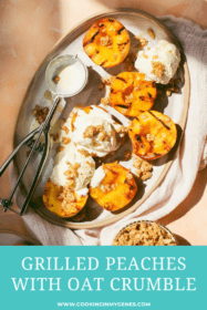 Grilled Peaches with Oat Crumble & Vanilla Ice Cream