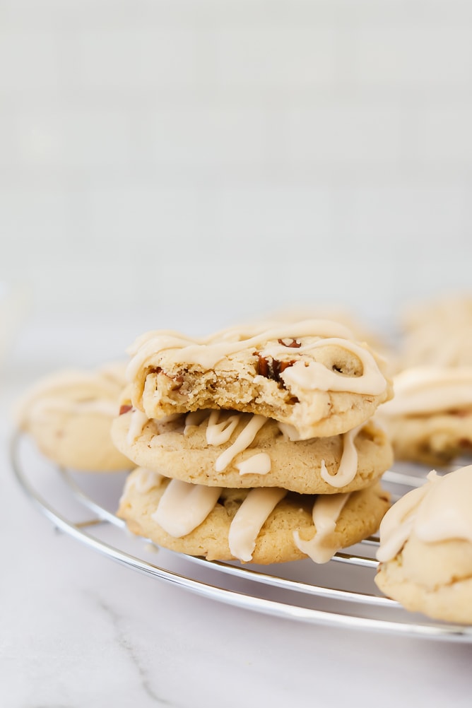 Soft Pecan Cookies with Maple Glaze
