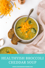 spoon in a bowl of broccoli cheddar soup