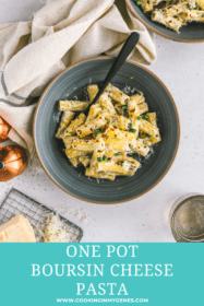 bowl of Boursin pasta with parmesan cheese