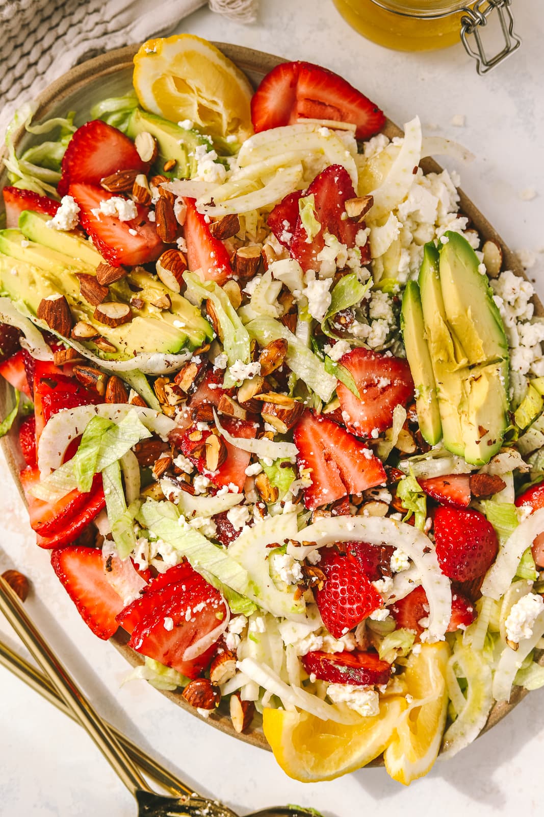 closeup of strawberry summer salad