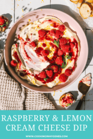 raspberries & lemon on top of cream cheese in a bowl
