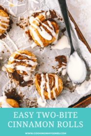 mini cinnamon rolls on a baking sheet