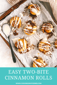 mini cinnamon rolls on a baking sheet