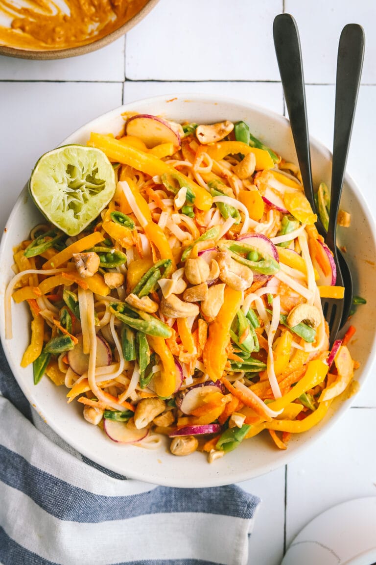 thai noodle salad recipe in a bowl