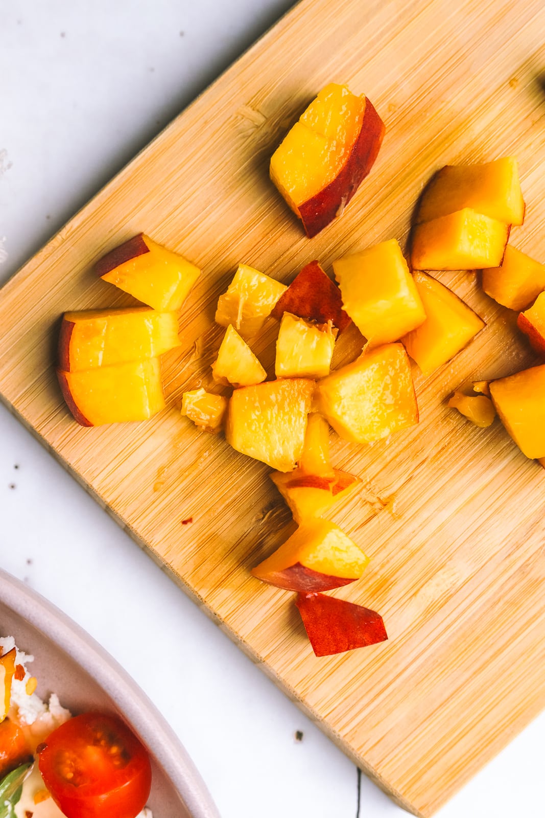 peaches on a cutting board