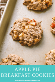 apple pie breakfast cookie on a cookie sheet