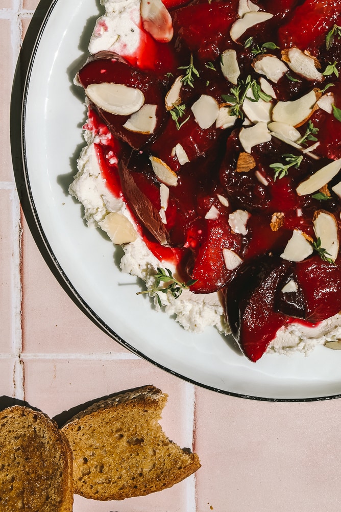 roasted plums and crostini