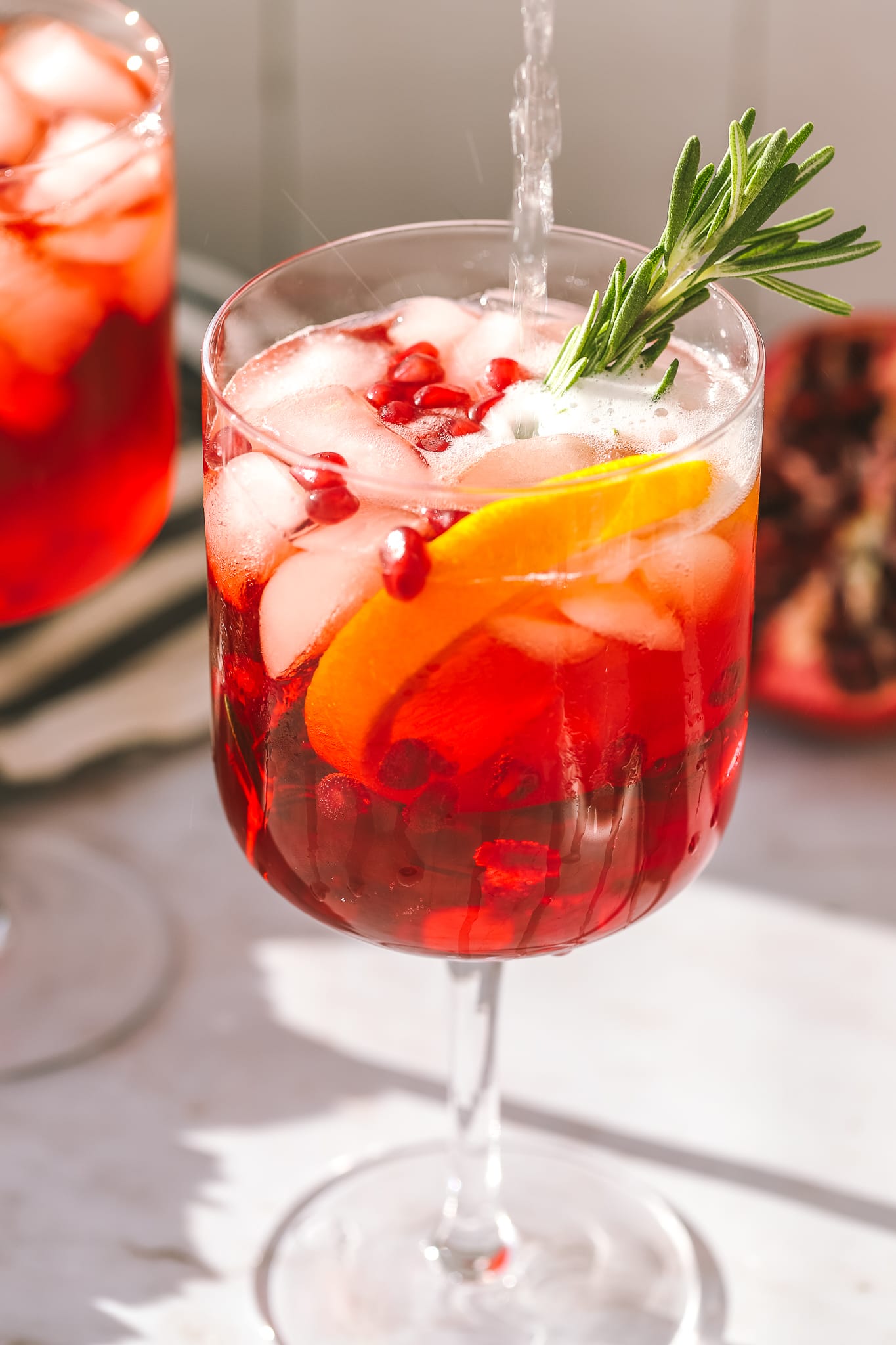 angled view of a aperol spritz holiday cocktail