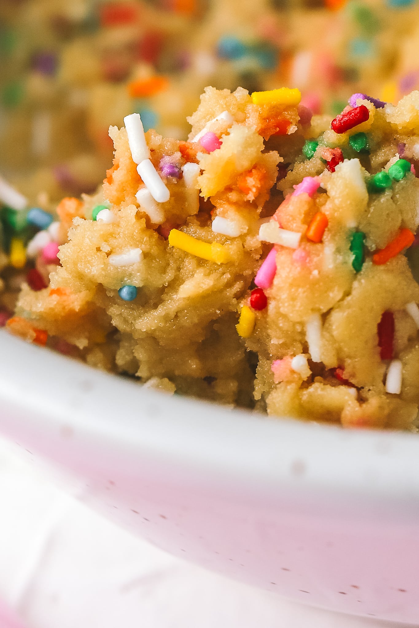 close-up of sugar cookie dough in a bowl