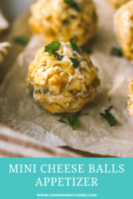 angled shot mini cheese balls on a platter