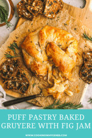 slice of baked gruyere on a cheese knife