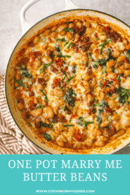 overhead shot of cheese melted on final butter bean dish