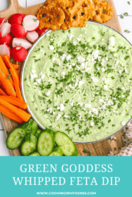 green goddess dip on a plate with vegetables and crackers