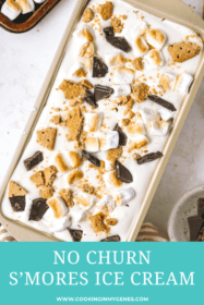 graham crackers, chocolate and marshmallows in ice cream mixture