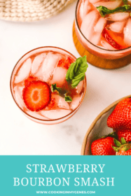 overhead shot of strawberry bourbon cocktail