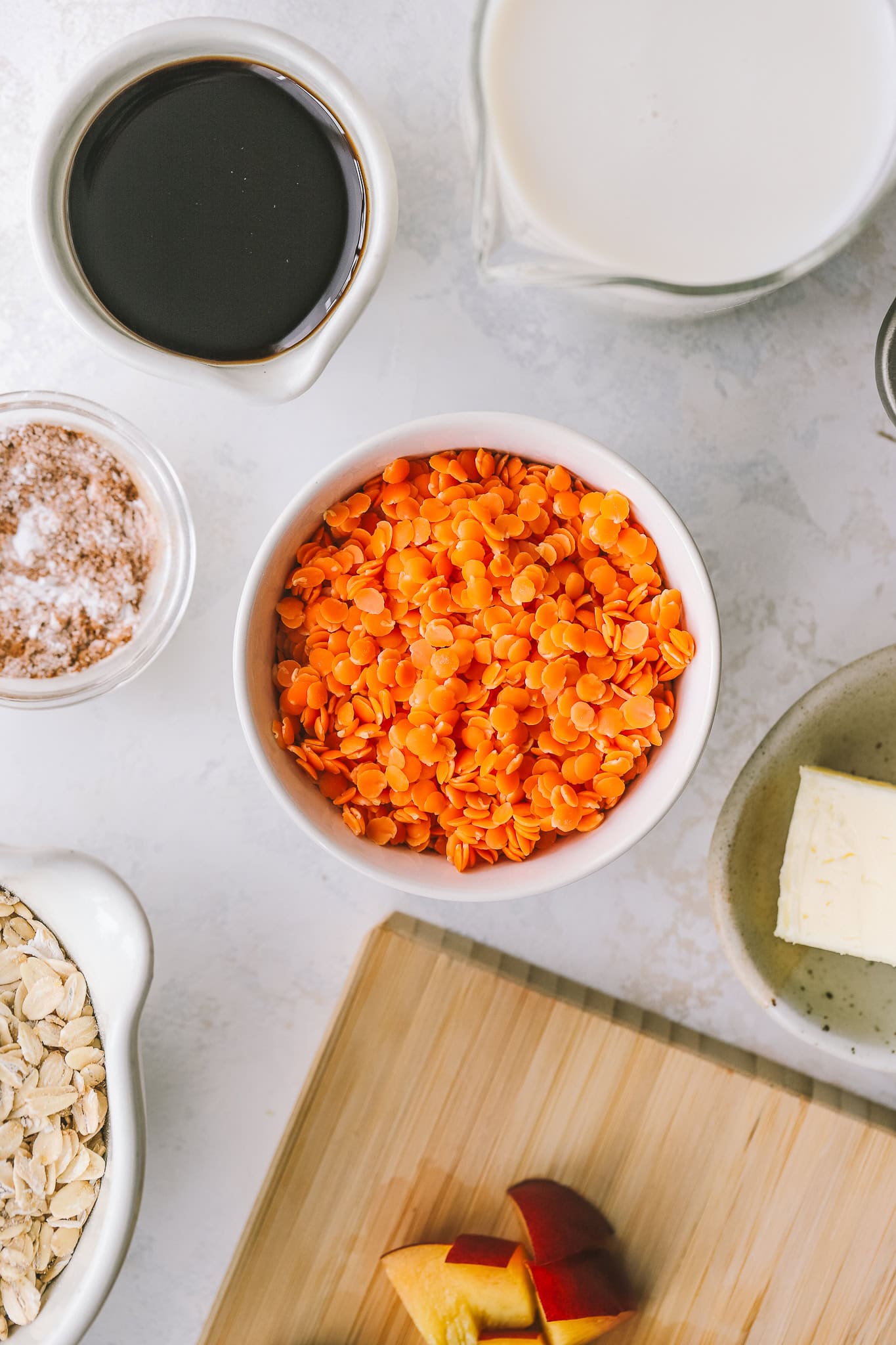 split red lentils in a bowl