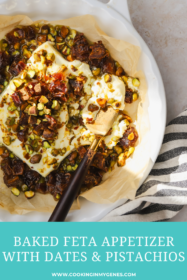 overhead of baked feta with dates