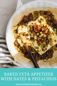 overhead of baked feta with dates