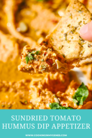 pita chip with hummus on it