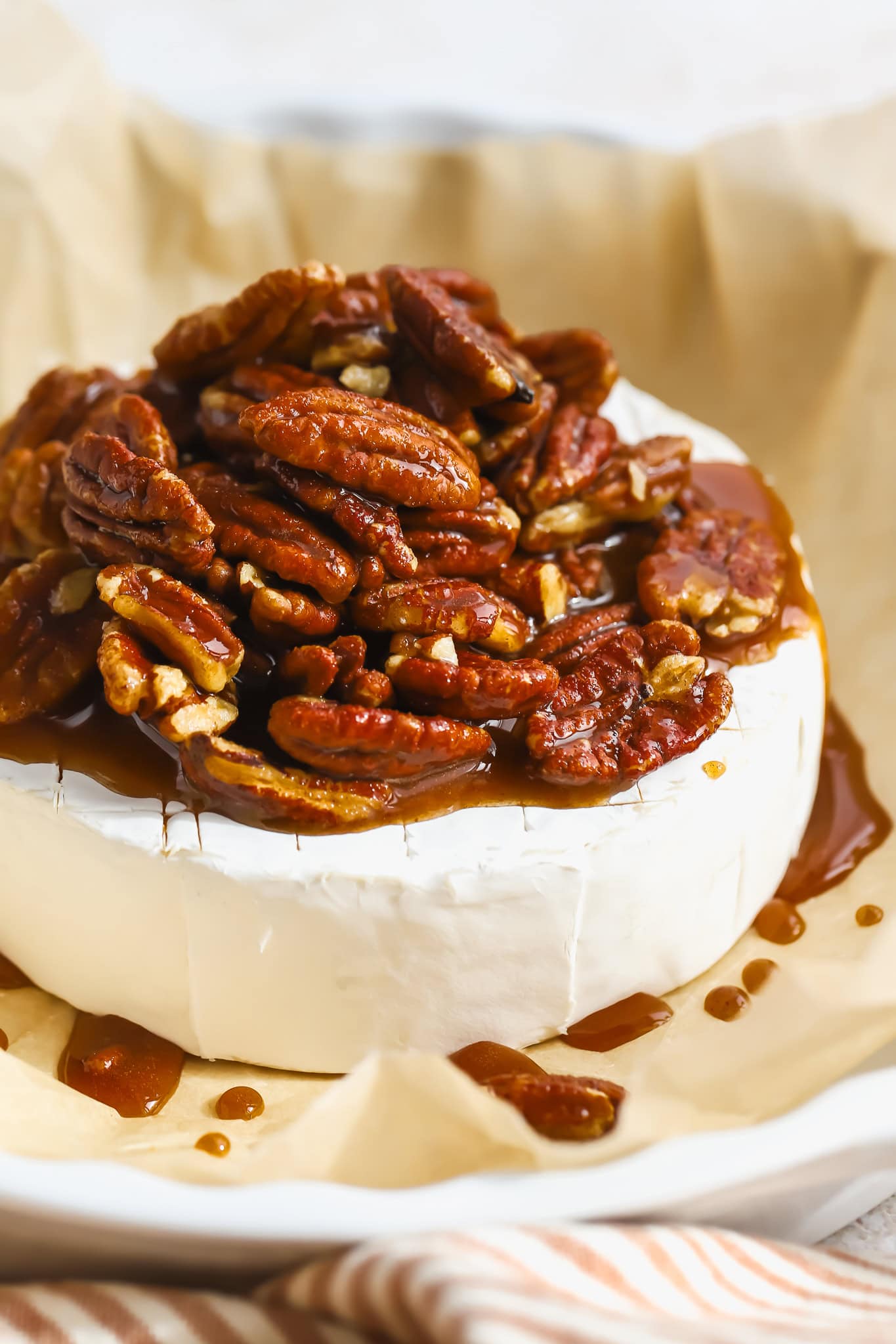 brie cheese topped with pecans