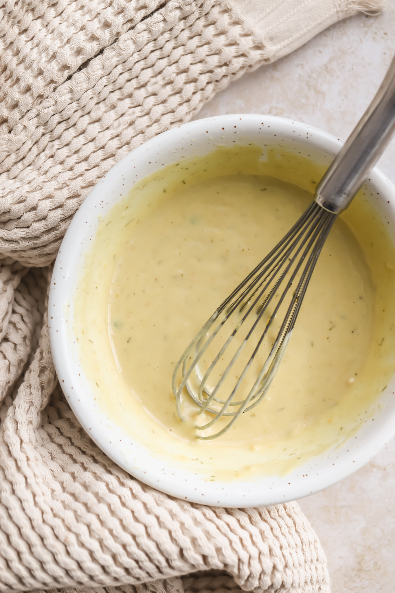 maple mustard tahini dressing in a bowl