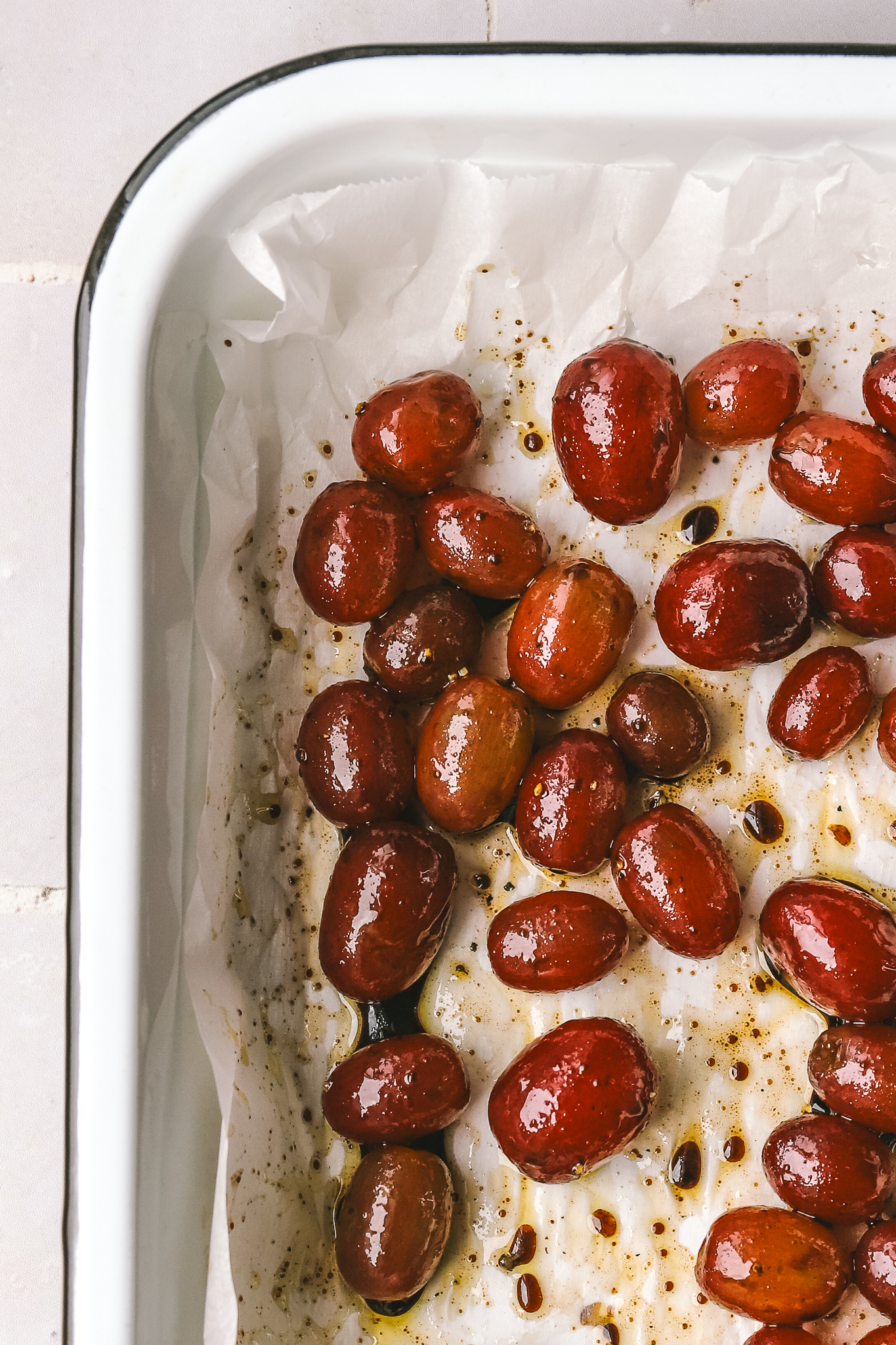 grapes in a baking dish