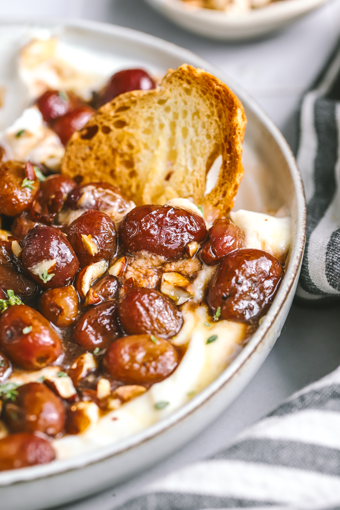 crostini dipped in whipped ricotta