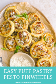 tray full of pesto pinwheels
