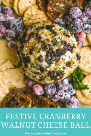 overhead of cranberry walnut cheese ball