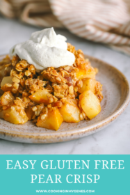 gluten free pear crisp on a plate