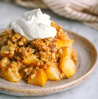 gluten free pear dessert on a plate