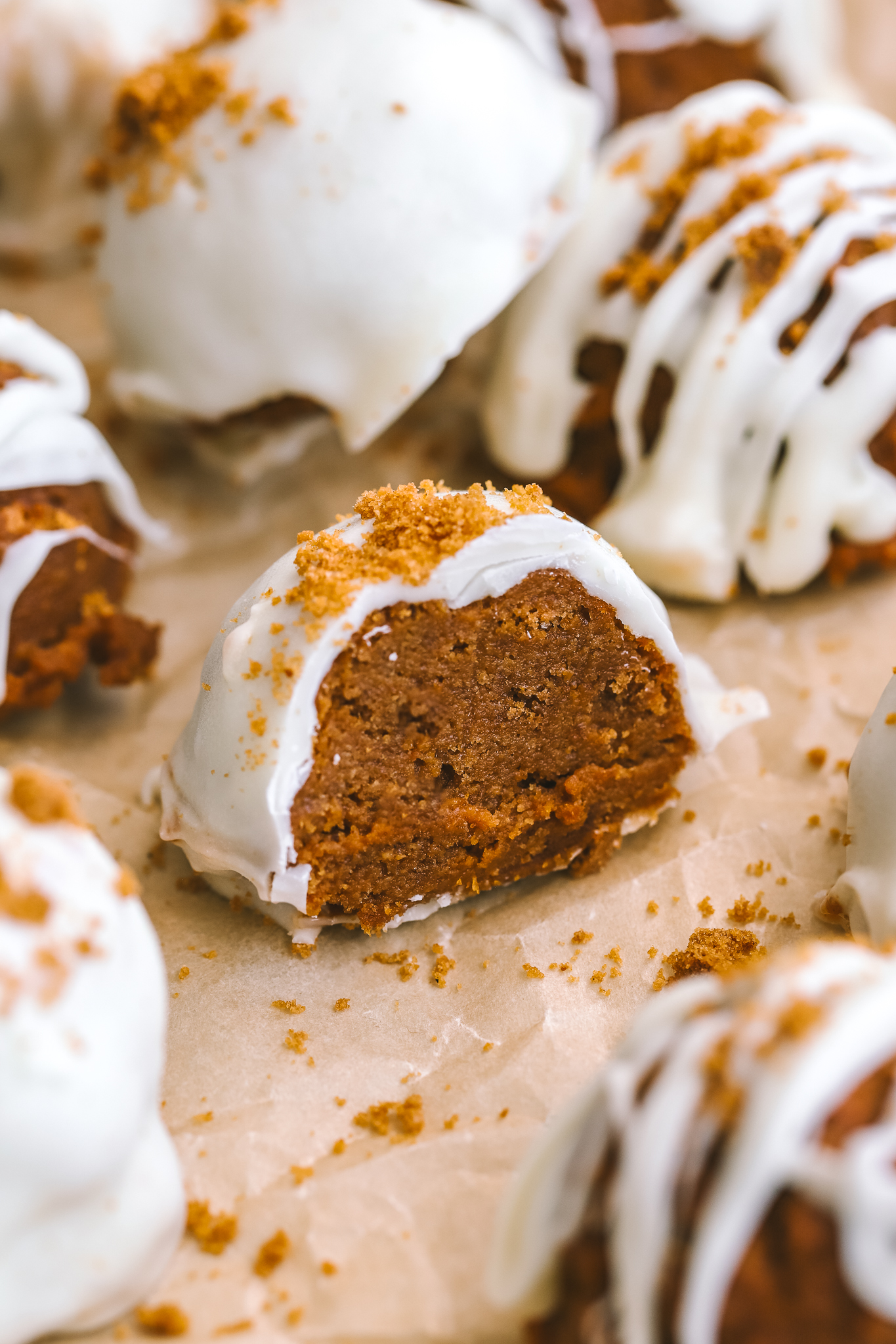 pumpkin truffle cut in half