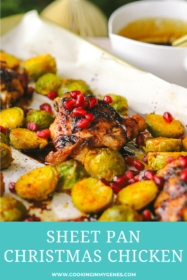 angled shot of pomegranate chicken