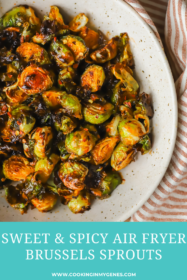 sweet and spicy air fryer brussels sprouts in a bowl