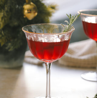christmas cosmopolitan in a coupe glass