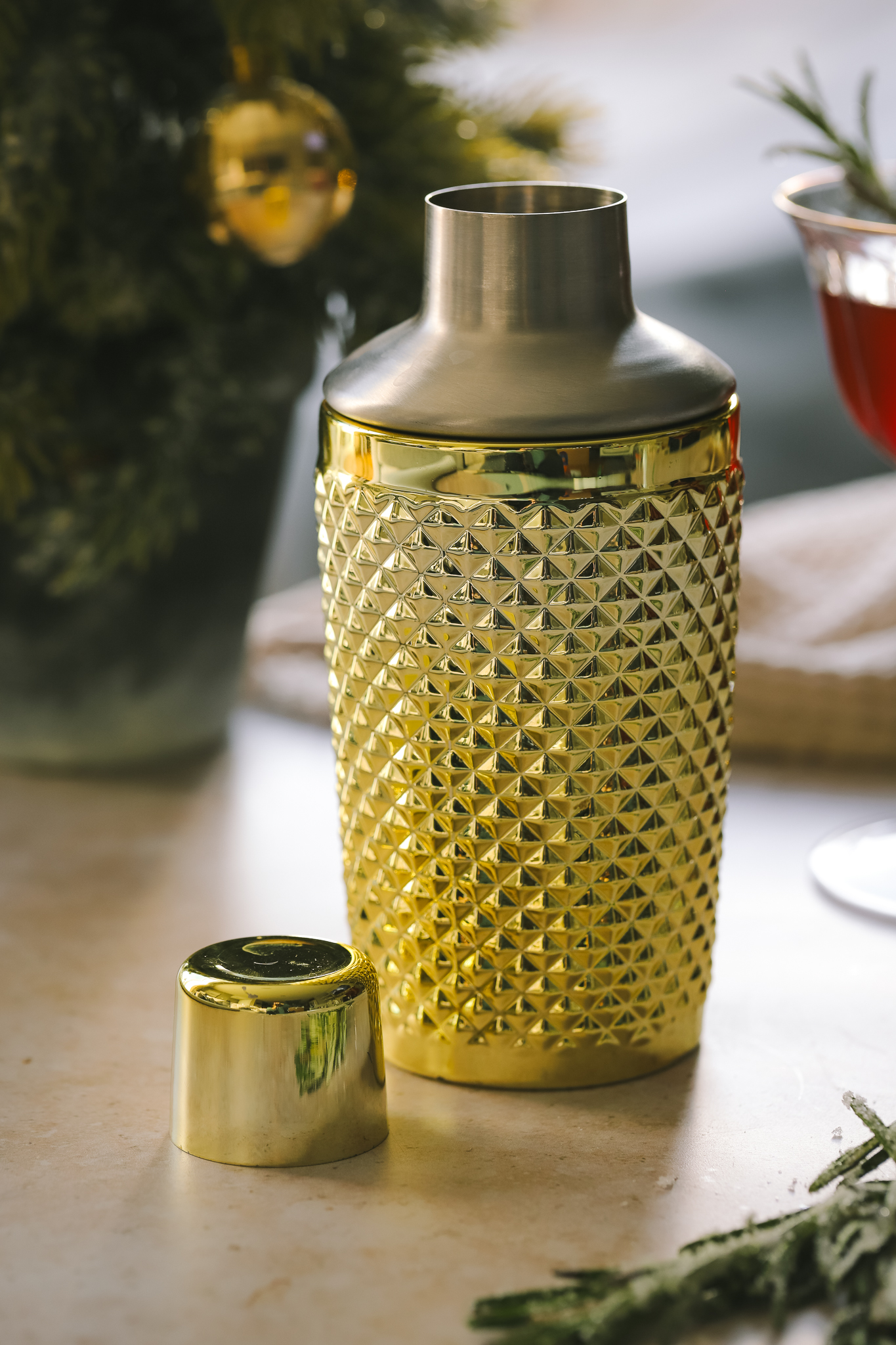 gold cocktail shaker