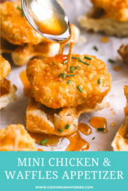 hot honey drizzling onto mini chicken & waffles