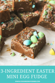 piece of fudge topped with Easter mini eggs