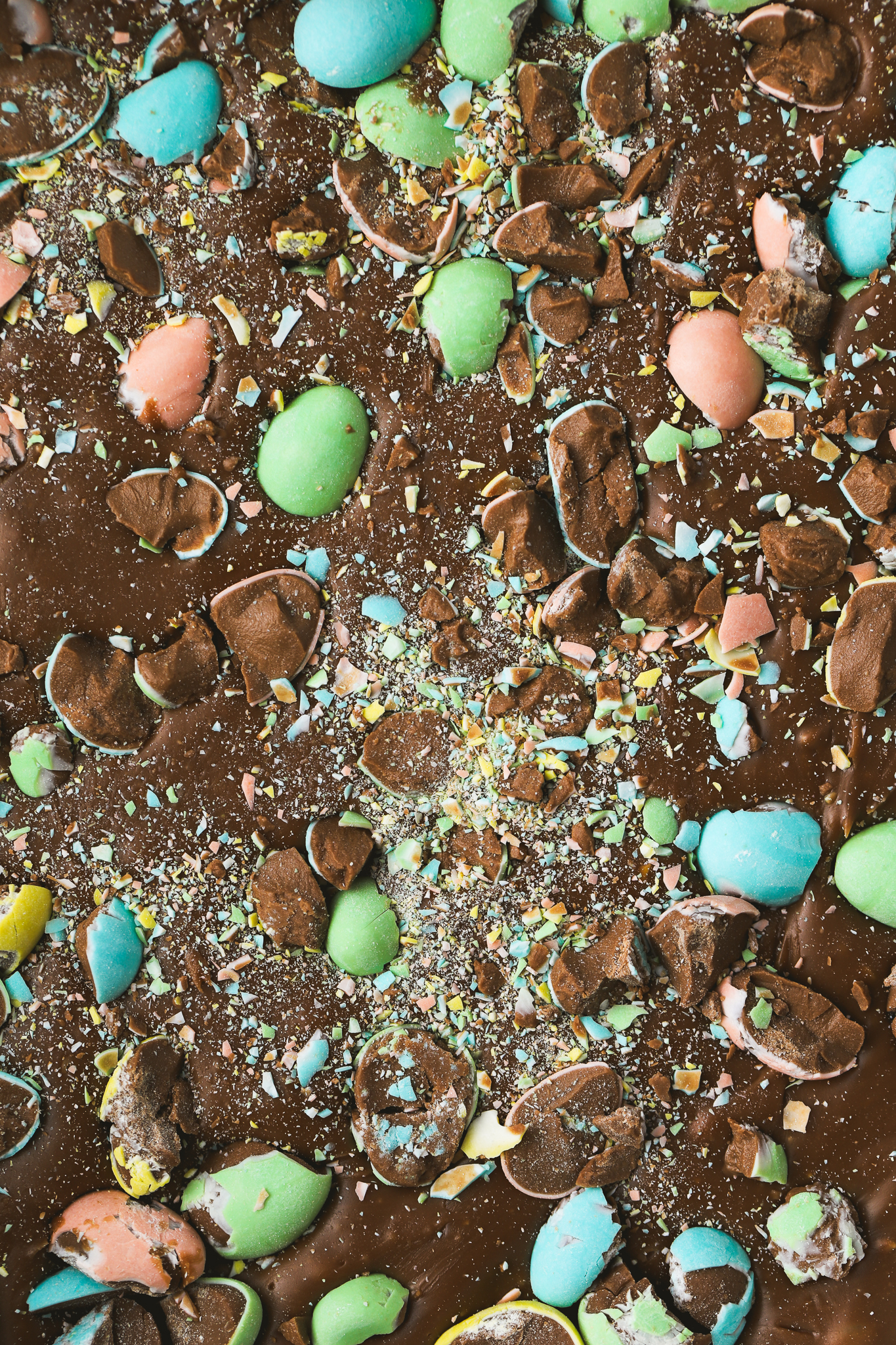 close up of top of mini egg fudge