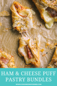 cheese pull of a puff pastry bundle