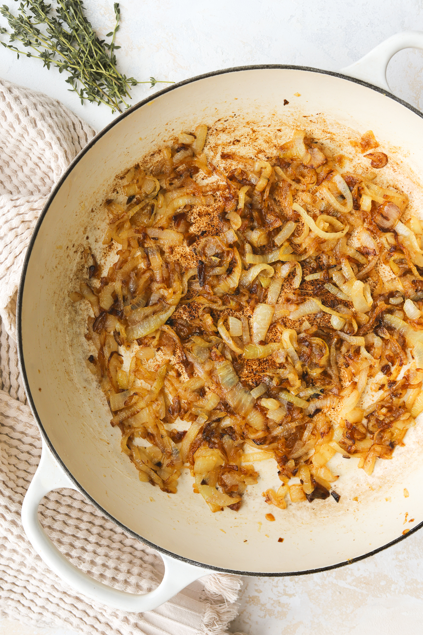 caramelized onions in a large skillete
