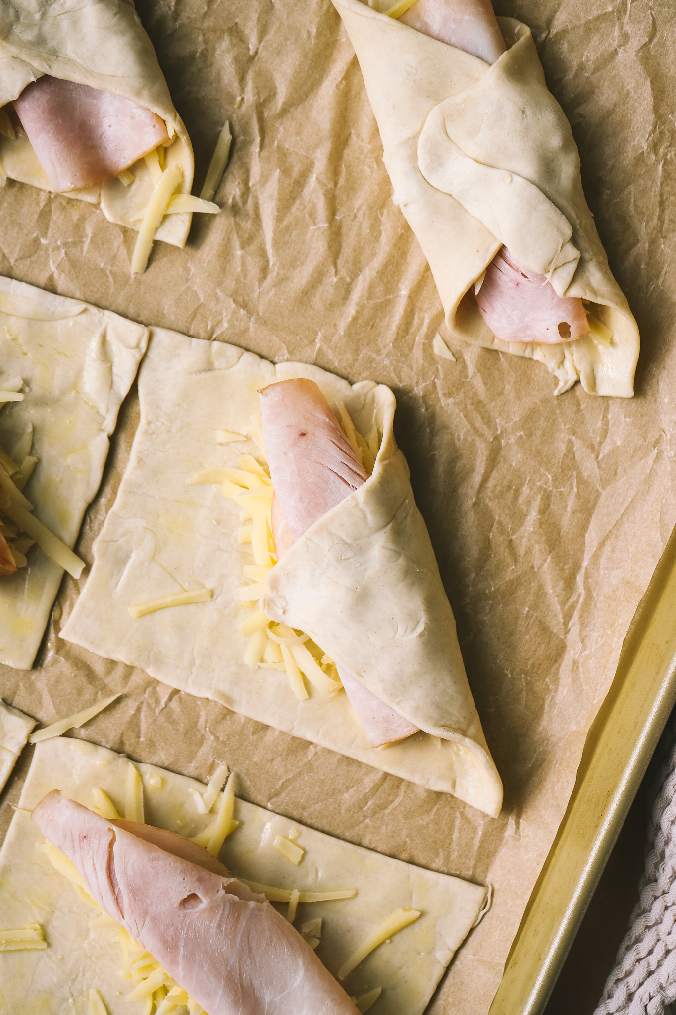 puff pastry squares with ham