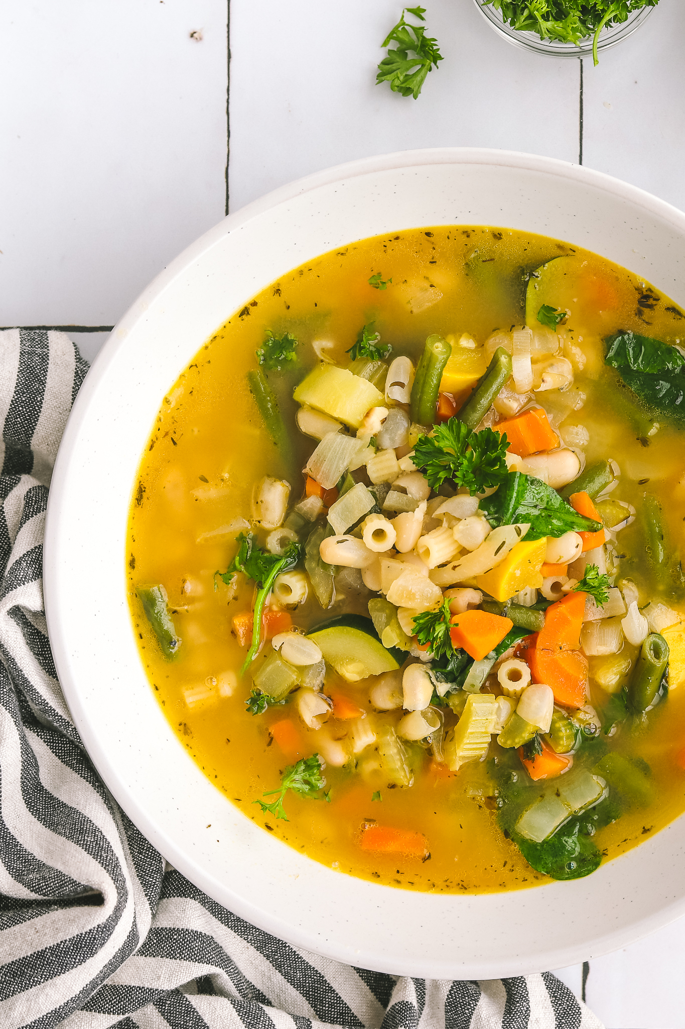 close up of minestrone soup